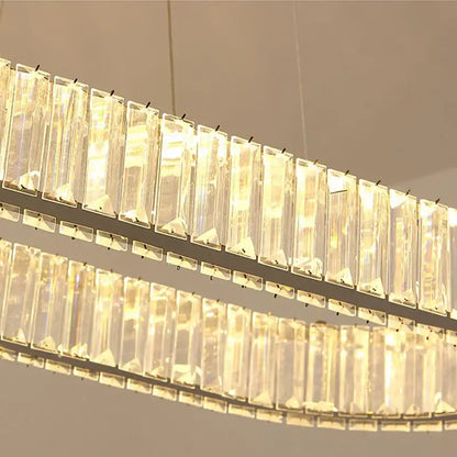 Modern chrome crystal oval led chandelier living room luxury light