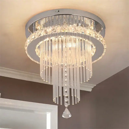 Modern chrome crystal raindrop chandelier for dining room