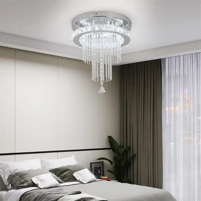 Modern chrome crystal raindrop chandelier for dining room