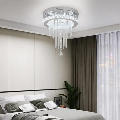 Modern chrome crystal raindrop chandelier for dining room