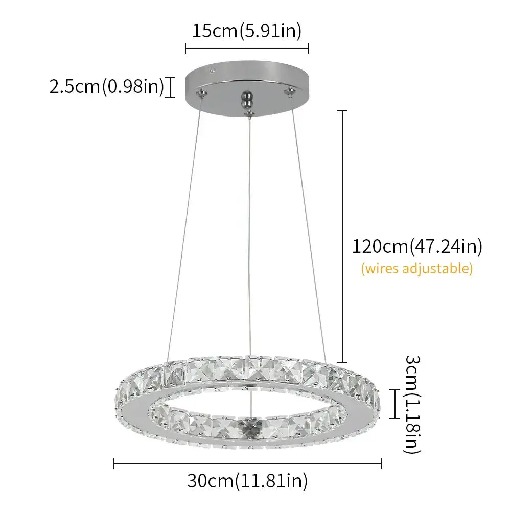 Modern chrome crystal ring chandelier dining room pendant light