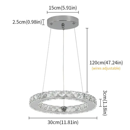 Modern chrome crystal ring chandelier dining room pendant light