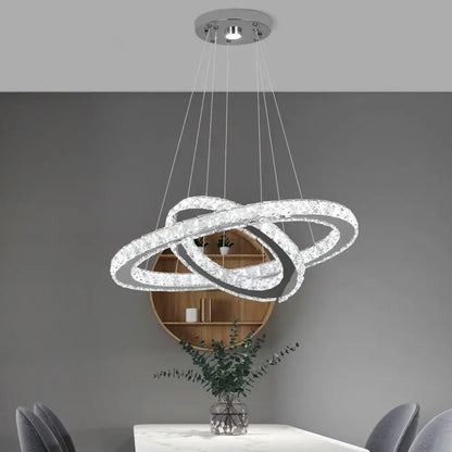 Modern chrome crystal ring chandelier dining room pendant light
