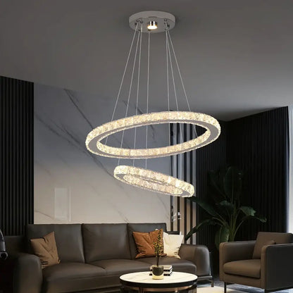 Modern chrome crystal ring chandelier dining room pendant light