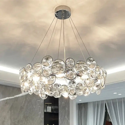 Modern chrome crystal ring chandelier dining room pendant light