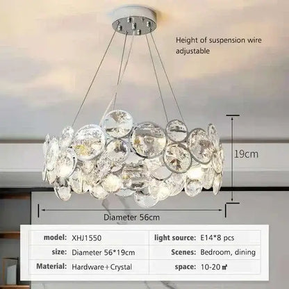 Modern chrome crystal ring chandelier dining room pendant light