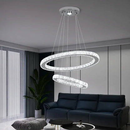 Modern chrome crystal ring chandelier dining room pendant light