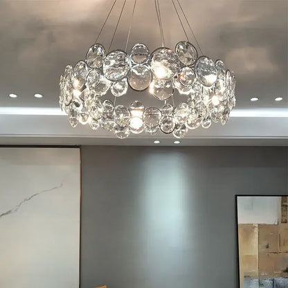 Modern chrome crystal ring chandelier dining room pendant light