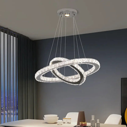 Modern chrome crystal ring chandelier dining room pendant light