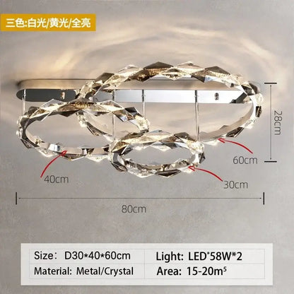 Modern chrome crystal ring chandelier for dining room dimmable led