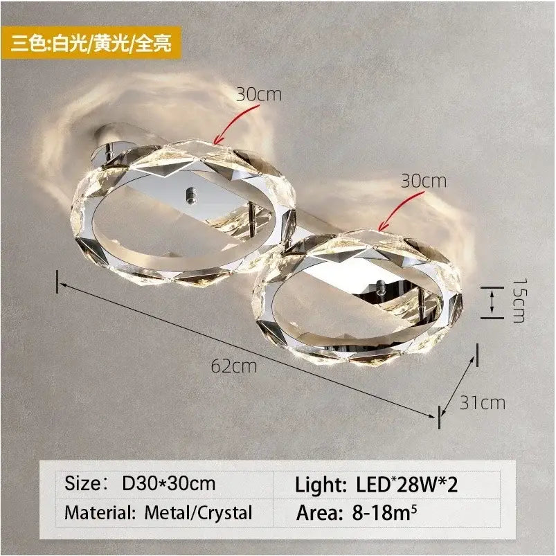 Modern chrome crystal ring chandelier for dining room dimmable led