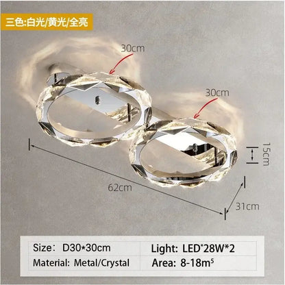 Modern chrome crystal ring chandelier for dining room dimmable led