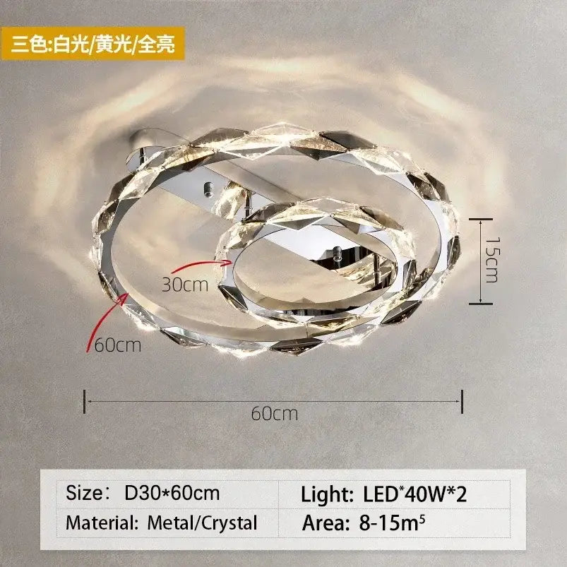 Modern chrome crystal ring chandelier for dining room dimmable led