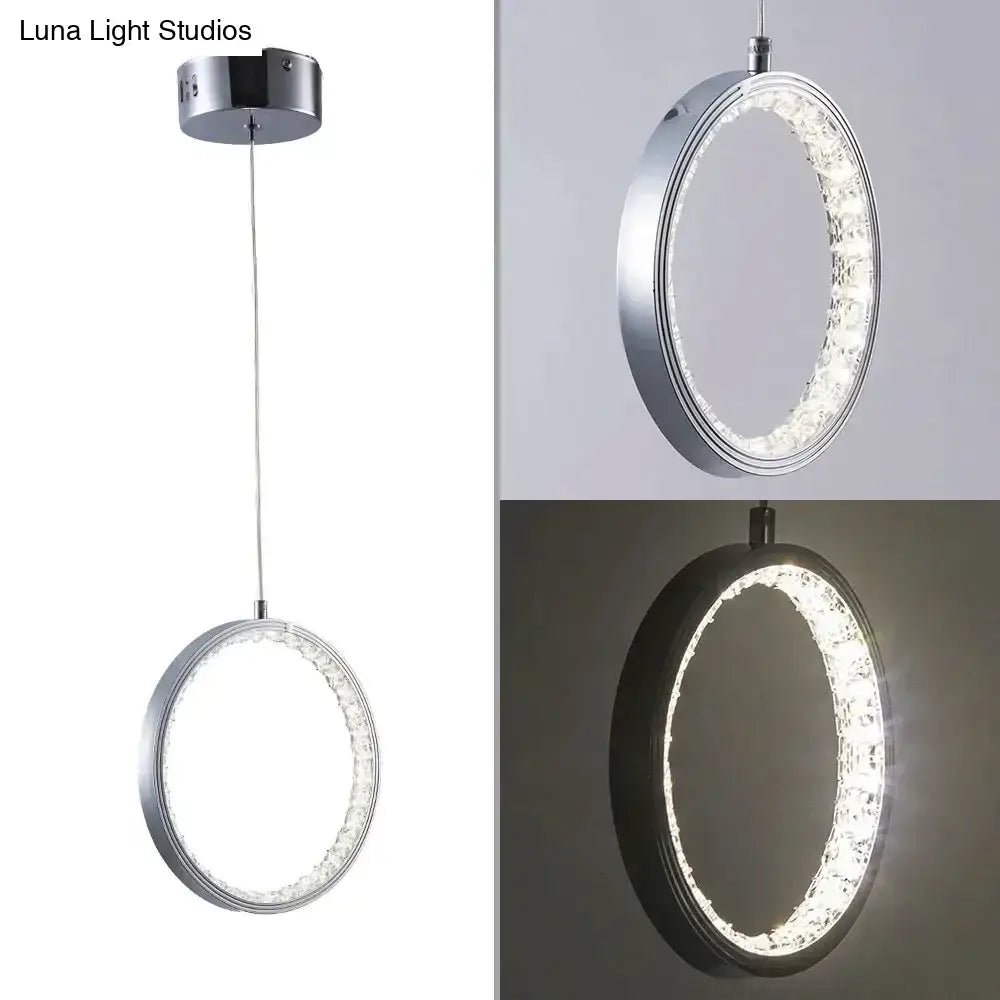 Modern chrome crystal rings led pendant light for dining room