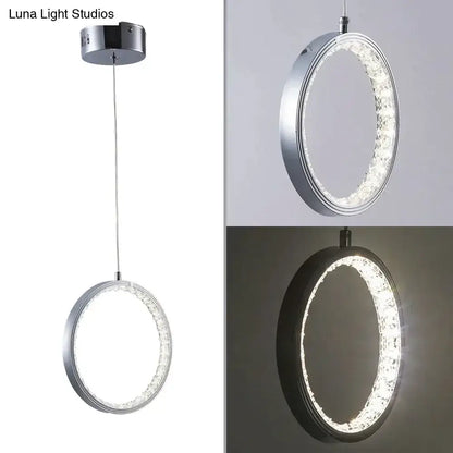 Modern chrome crystal rings led pendant light for dining room