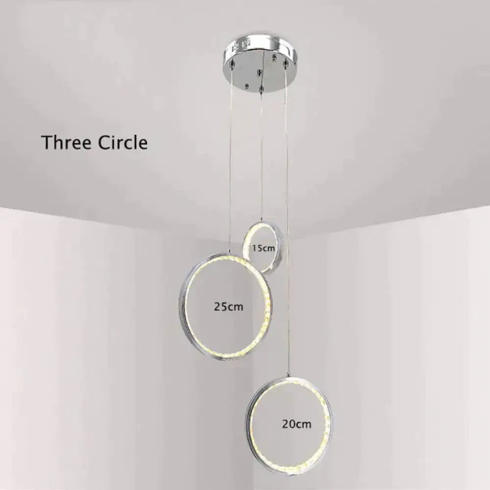 Modern chrome crystal rings led pendant light for dining room