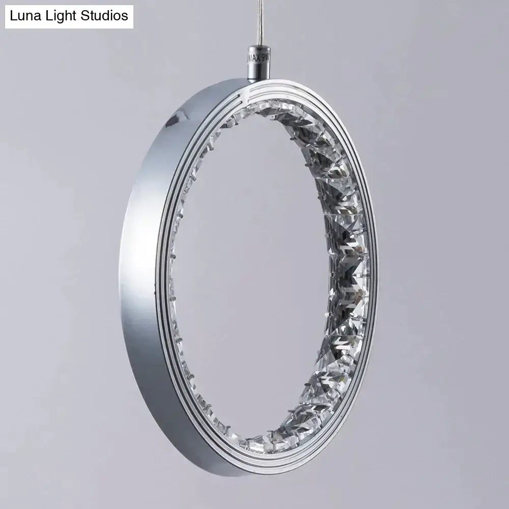 Modern chrome crystal rings led pendant light for dining room