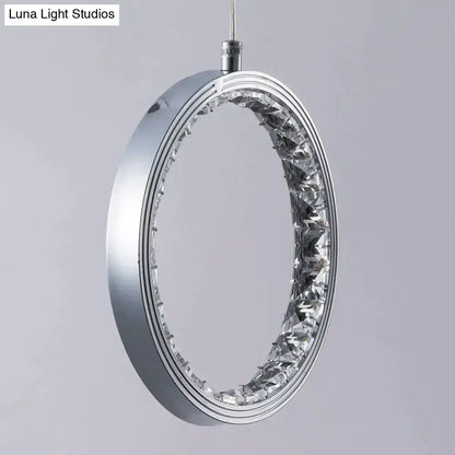 Modern chrome crystal rings led pendant light for dining room