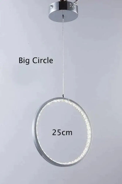 Modern chrome crystal rings led pendant light for dining room