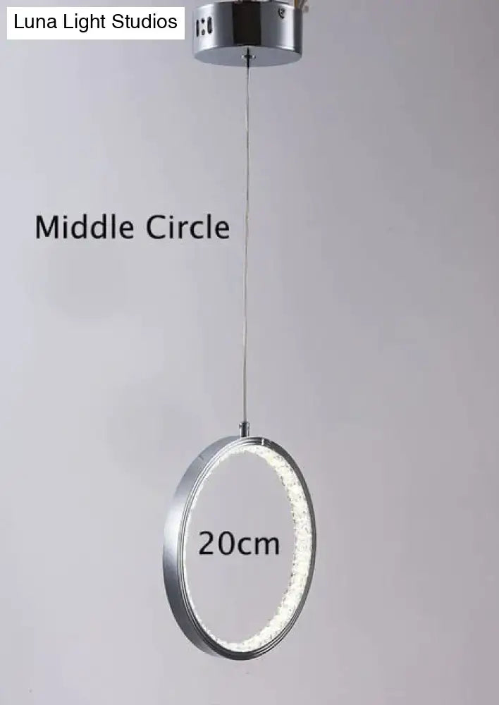 Modern chrome crystal rings led pendant light for dining room