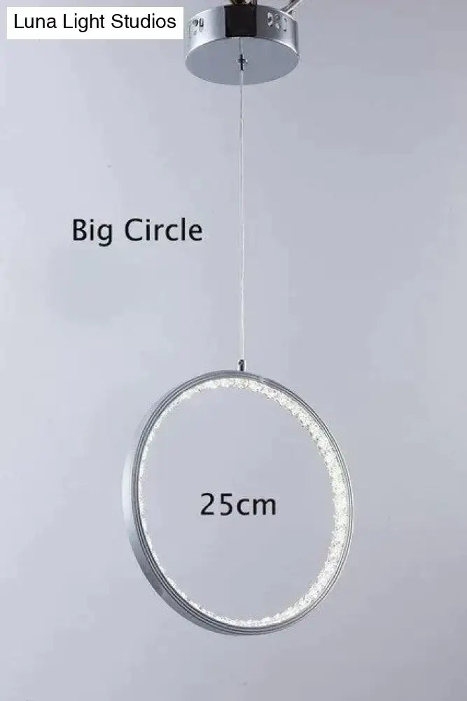 Modern chrome crystal rings led pendant light for dining room