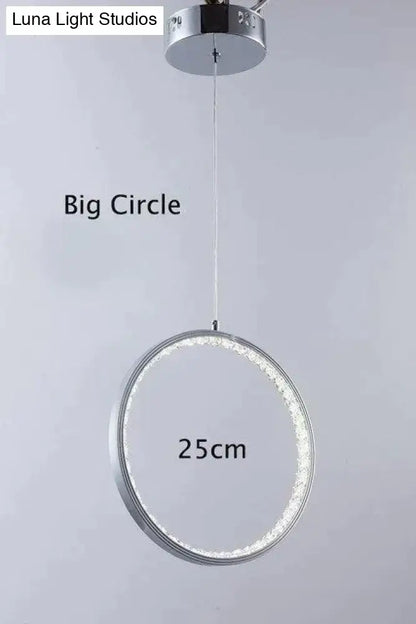 Modern chrome crystal rings led pendant light for dining room