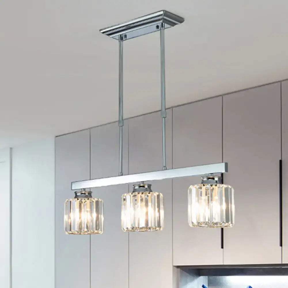 Modern chrome crystal rod pendant light dining room e26 e27