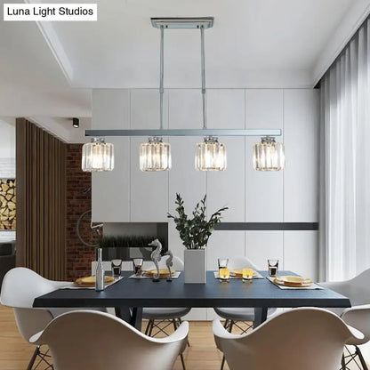 Modern chrome crystal rod pendant light dining room e26 e27