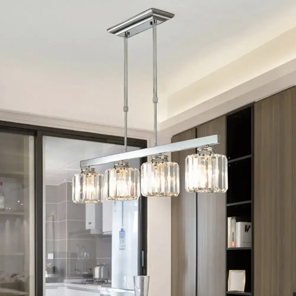 Modern chrome crystal rod pendant light dining room e26 e27
