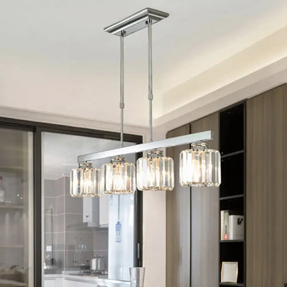 Modern chrome crystal rod pendant light dining room e26 e27