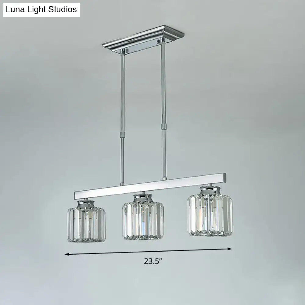 Modern chrome crystal rod pendant light dining room e26 e27
