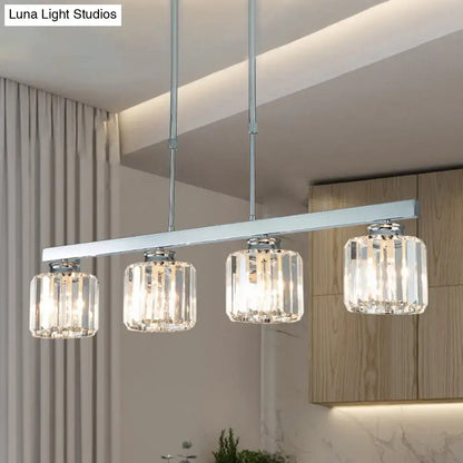 Modern chrome crystal rod pendant light dining room e26 e27
