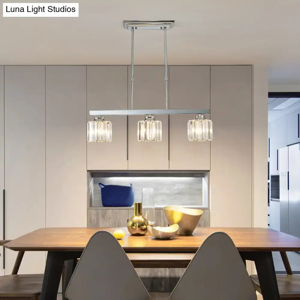 Modern chrome crystal rod pendant light dining room e26 e27