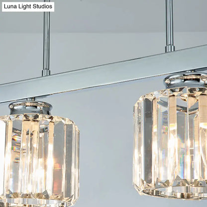 Modern chrome crystal rod pendant light dining room e26 e27