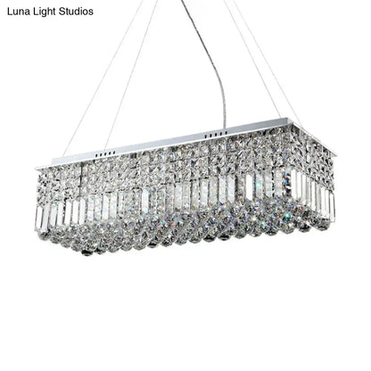 Modern chrome crystal shade rectangle chandelier living room light