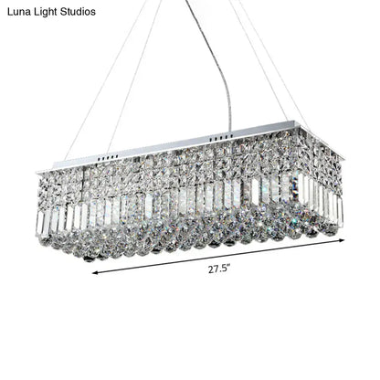 Modern chrome crystal shade rectangle chandelier living room light