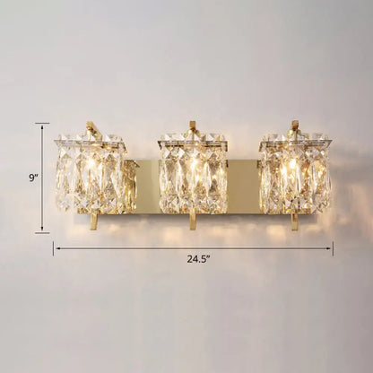 Modern chrome crystal shade sconce light bedroom wall mount
