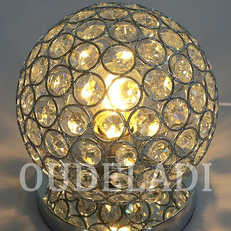 Modern chrome crystal table lamp bedroom sparkling desk light