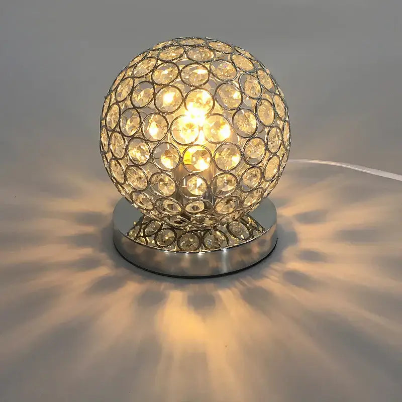 Modern chrome crystal table lamp bedroom sparkling desk light