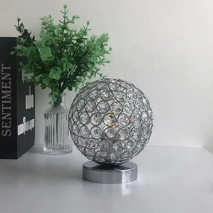 Modern chrome crystal table lamp bedroom sparkling desk light