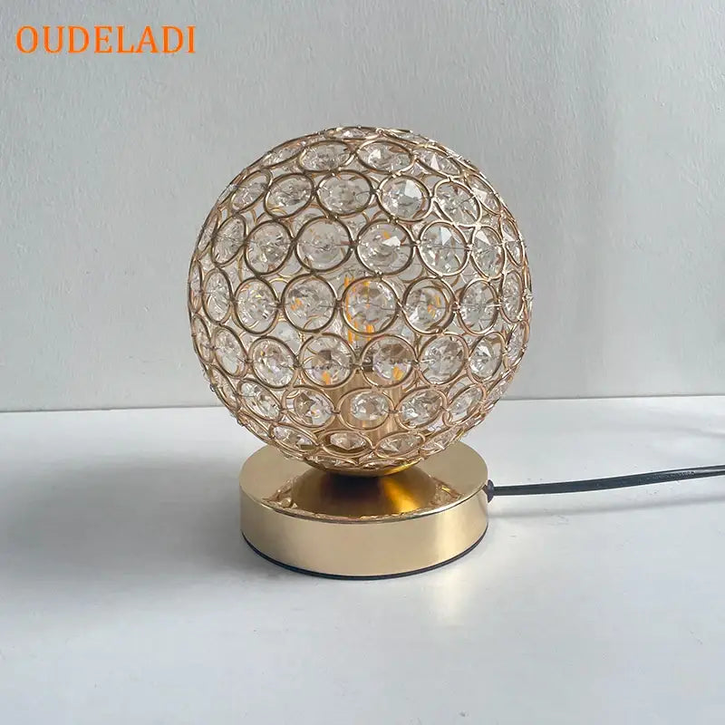 Modern chrome crystal table lamp bedroom sparkling desk light