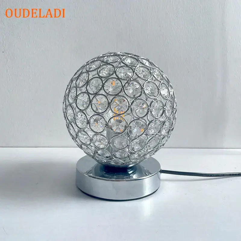 Modern chrome crystal table lamp bedroom sparkling desk light