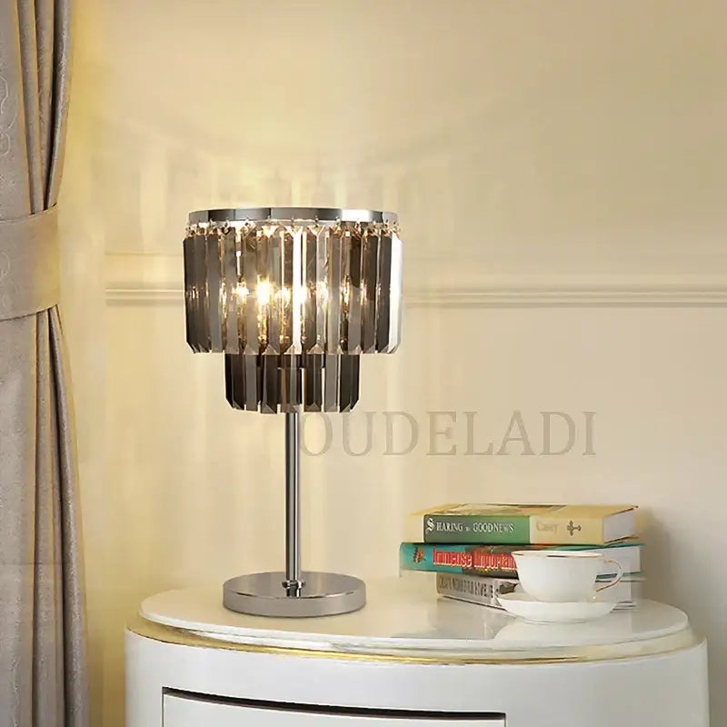 Modern chrome crystal table lamps for living room decor
