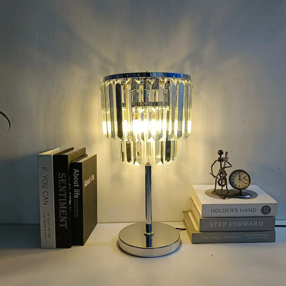 Modern chrome crystal table lamps for living room decor