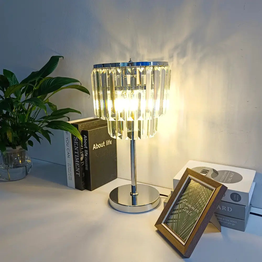 Modern chrome crystal table lamps for living room decor