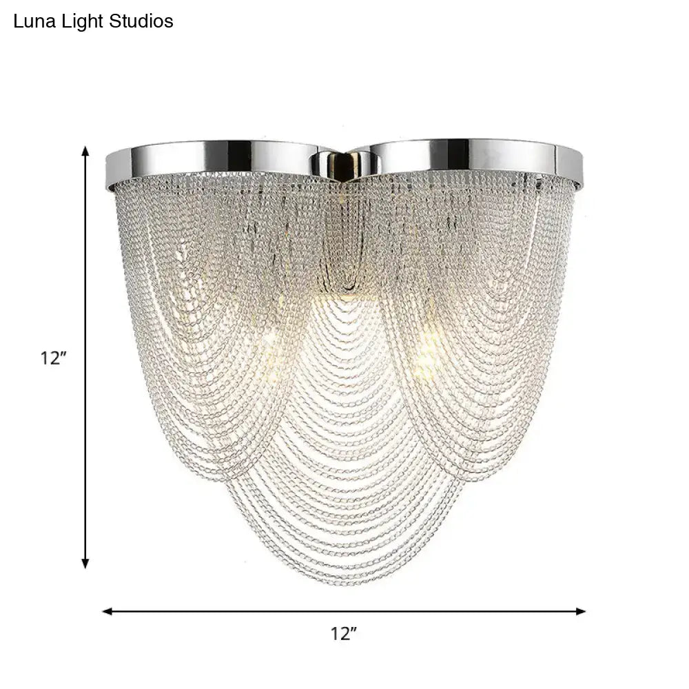 Modern chrome crystal tassel wall lamp living room sconce