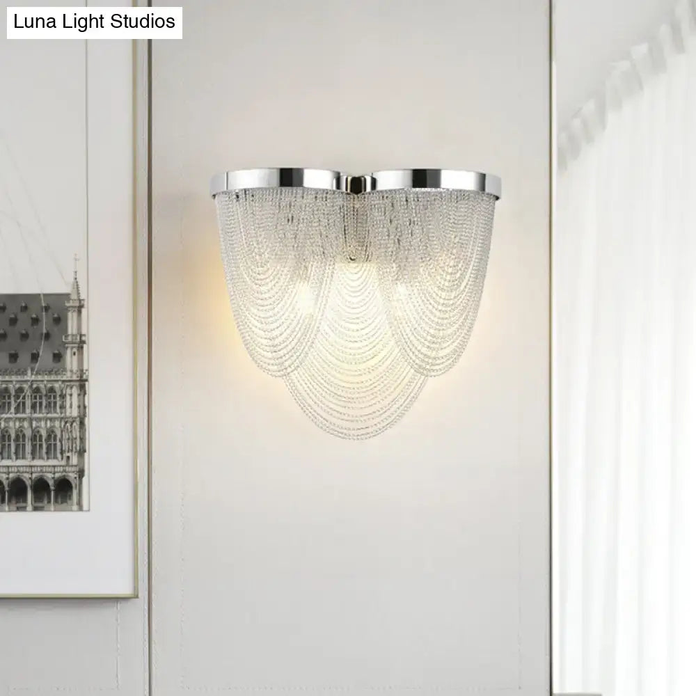 Modern chrome crystal tassel wall lamp living room sconce