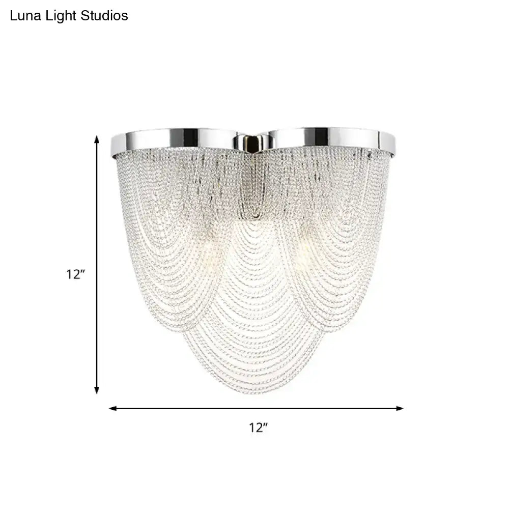 Modern chrome crystal tassel wall light for bedroom