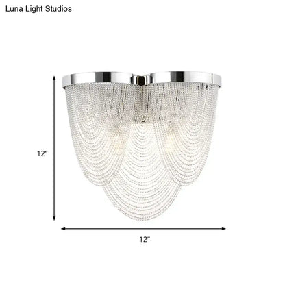 Modern chrome crystal tassel wall light for bedroom