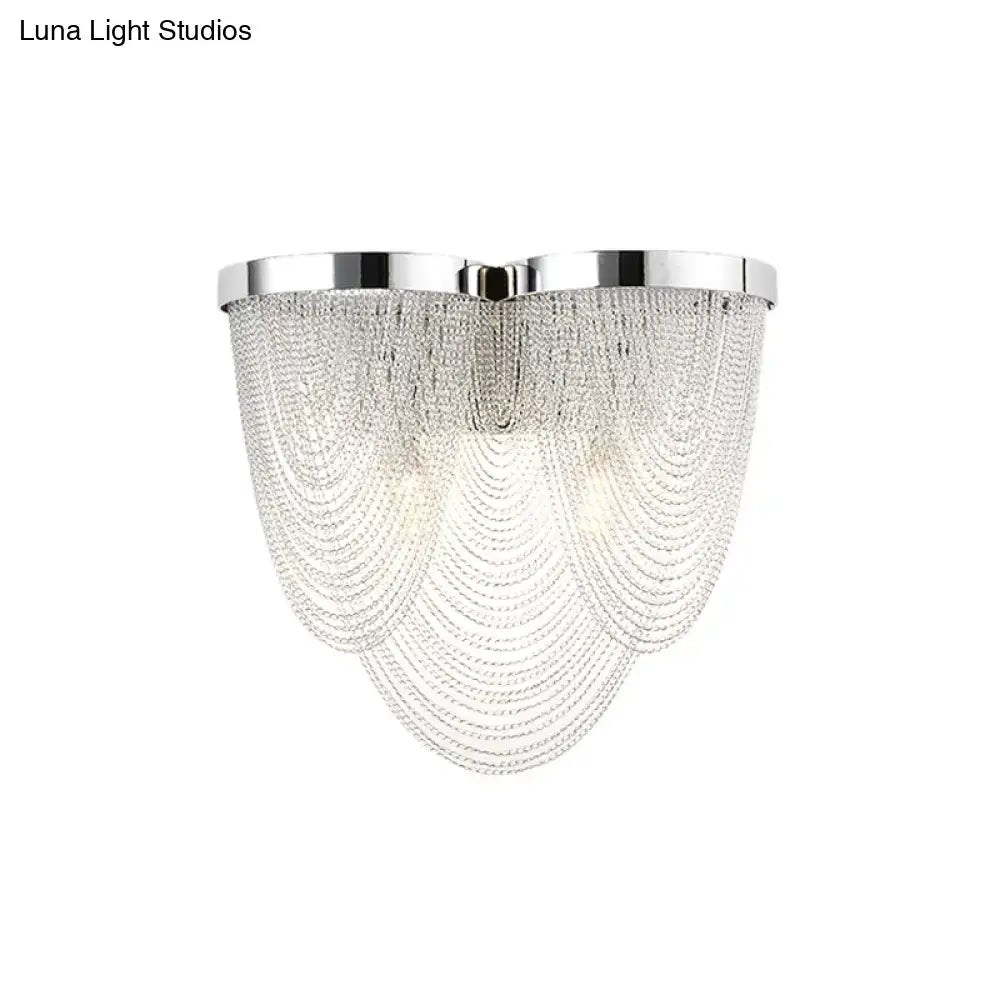 Modern chrome crystal tassel wall light for bedroom